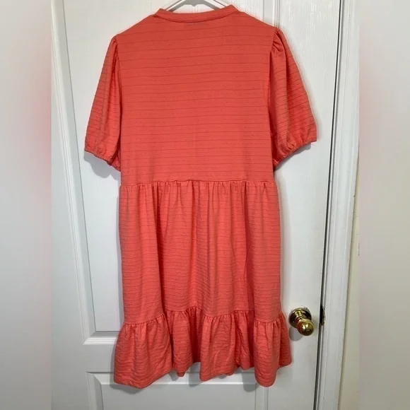 LOFT Puff Sleeve Flounce Swing Dress size L - Picture 6 of 16